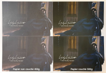 Difference on a 450gsm uncoated paper and a 500gsm coated paper.