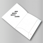Intérieur de la pochette avec découpe du logo