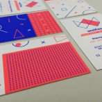 Cartes de visite (plusieurs noms) impression Pantone bleu + rose + pelliculage mat sur papier 450g